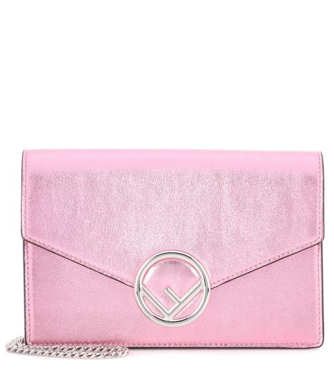 fendi pink wallet on chain.